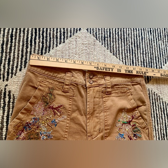 Anthropologie Women’s Khaki Jeans - The Wanderer - Sz 27 Embroidered Floral - Picture 7 of 11
